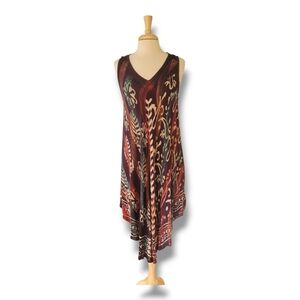 Pacific Batick Collection V Neck Dipped Hemline Sun Dress. One Size